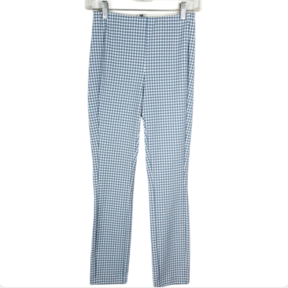 rag & bone Simone Gingham Pant High Rise Cropped Italian Stretch Blue Size 6 - Picture 6 of 11